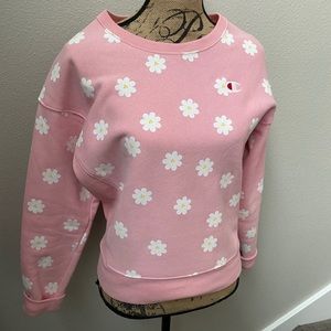 RARE Champion Reverse Weave Pink Flower Sweatshirt